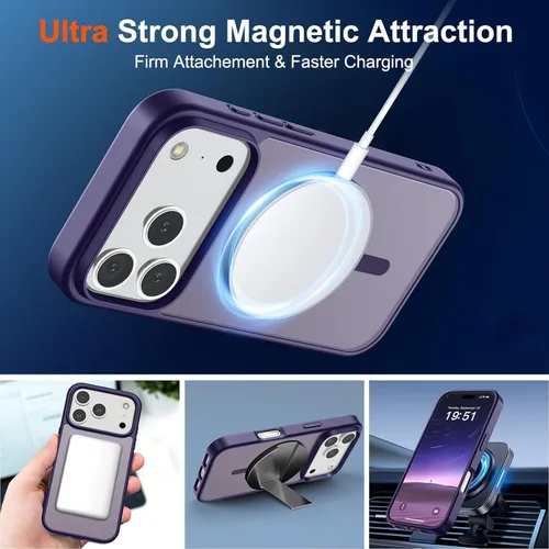 Vista 348 de SUPFINE - Funda magnética para iPhone 13 Pro Max (compatible con MagSafe), (protección contra caídas de grado militar de 10 pies), delgada, Negro