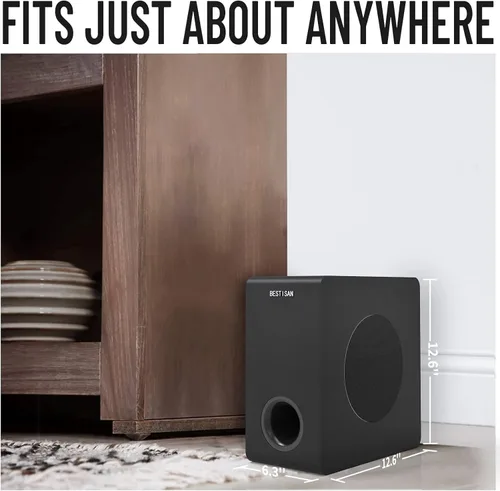 Vista 3 de Subwoofer con alimentación, Bestisan Subwoofer de audio para el hogar activo de 6.5" de 16,5 cm en diseño compacto para receptor, graves profundos