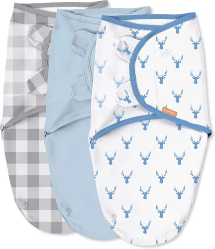 Vista 10 de SwaddleMe by Ingenuity - Manta original, 100% algodón, mejora el sueño y calma el reflejo de sobresalto, de 0 a 3 meses, paquete de 3 - abejas