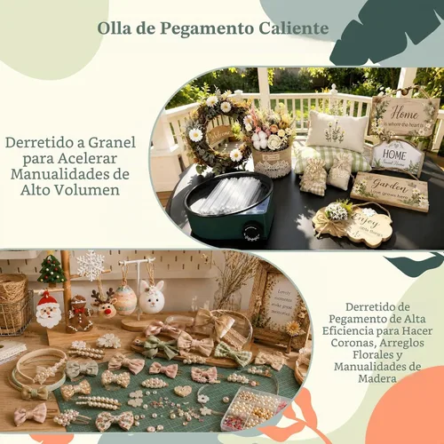 Vista 4 de Olla de pegamento caliente para manualidades con mini pistola de pegamento y 40 varillas, macetas de pegamento para manualidades con diseño de Kit