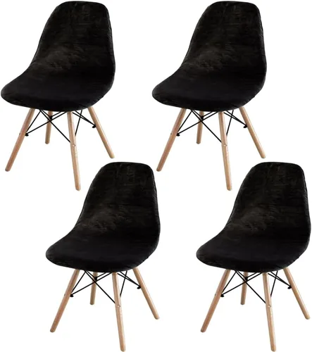 Vista 6 de Fundas elásticas para silla de terciopelo de mediados de siglo, modernas para sillas, sin brazos, para cocina, comedor, sala de estar (café, 4)