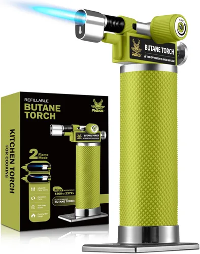 Vista 13 de RAVS Encendedor de butano, antorcha de cocina con modo de llama dual, pistola de soplete de cocina recargable, soplete de crema brulee, soplete