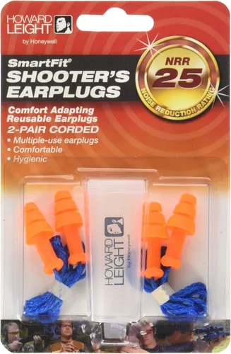 Howard Leight by Honeywell SmartFit - Tapones para los oídos reutilizables con cable, 2 pares (R-01520), naranja con azul