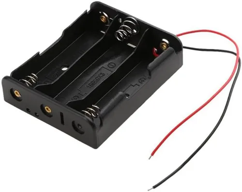 Vista 2 de DC 11.1V 3 Slot 3 Series 18650 Caja de soporte de batería con 2 cables y resorte (paquete de 4)