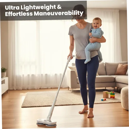 Vista 5 de Cordless Electric Spin Mop and Scrubber, Ultra Lightweight for Easy Floor Cleaning, Multi-Surface Dry & Wet Use Under Furniture, Ideal for Home