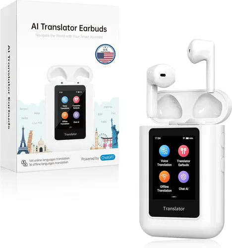 Anfier Auriculares de traducción A8 AI en tiempo real, dispositivo de traductor ChatGPT en 144 idiomas, Audifonos Traductores Inglés Inglés en