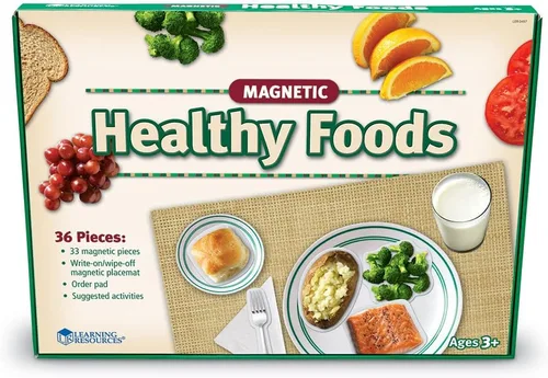 Vista 3 de Learning Resources Alimentos magnéticos saludables: accesorios de cocina para jugar, lista de comestibles para niños pequeños, juego de simulación