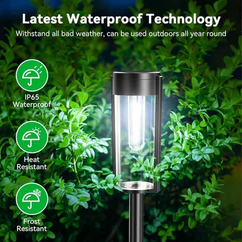 Vista 5 de LETMY Luces solares para caminos al aire libre, paquete de 8 luces solares para exteriores, IP65, impermeables, encendidoapagado automático, luces