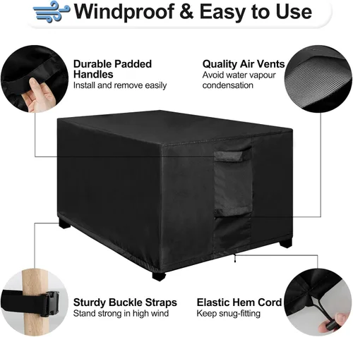 Vista 5 de OutdoorLines Fundas Impermeables para Otomanas de Patio Exterior - Cubierta Rectangular a Prueba de UV para Mesa Lateral de Patio Resistente al