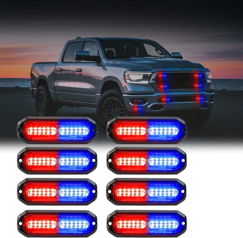 Vista 9 de WINECO Luces estroboscópicas LED ámbar para camiones, 8 piezas, 12 luces LED estroboscópicas intermitentes de montaje en superficie, kit de luces