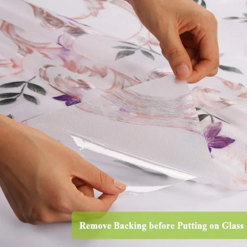 Vista 8 de Película decorativa para ventana grabada con estampado floral, película de privacidad para puerta, película de vidrio estática, sin pegamento, papel