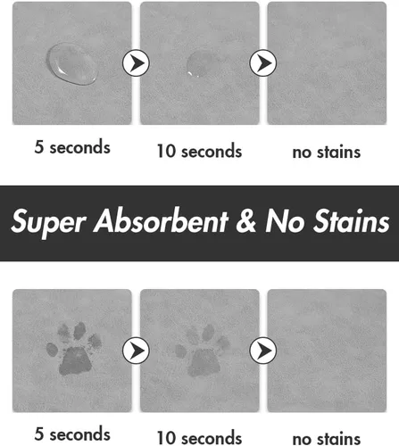 Vista 2 de Tapete absorbente de agua para perros, tapete para comida y agua, tapete de alimentación de mascotas de secado rápido, tapete de comida para perros