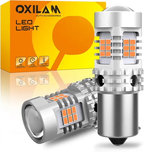 Vista 17 de OXILAM 7440 - Focos led amarillo ámbar de 4000 lúmenes para direccionales, resistor de carga incorporado, sin error CANBUS, intermitentes, repuesto