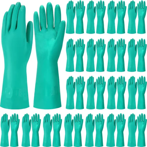 Potchen 20 pares de guantes resistentes a productos químicos, guantes de nitrilo gruesos de servicio pesado a granel para limpieza, resisten ácido