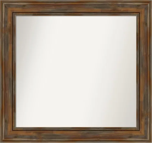 Vista 194 de Amanti Art Espejo de baño marrón para sobre fregadero, 26 x 26 pulgadas, espejo de tocador cuadrado marrón rústico Alexandria, marco de madera