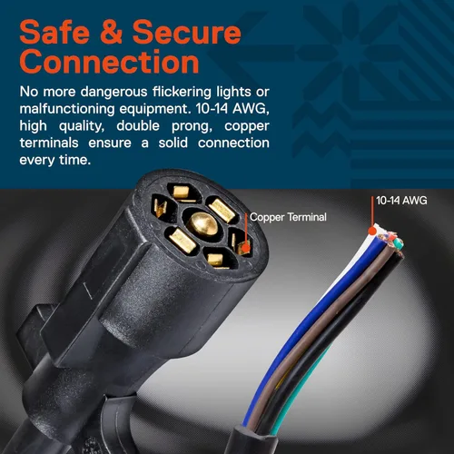 Vista 4 de True Mods - Arnés de cableado de adaptador de enchufe de remolque de 7 vías de 8 pies [Cable de cable de remolque de 7 pines]