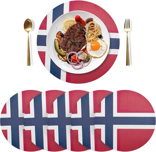 Vista 6 de Aruba Flag Round Table Placemats 15 Inch, Seasonal Table Mats Modern Place Mats for Dining, Kitchen, Parties, Camping