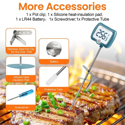 Vista 8 de Termómetro de caramelo para hacer dulces con pantalla grande giratoria de 10 pulgadas de sonda de largo, termómetro digital de lectura instantánea