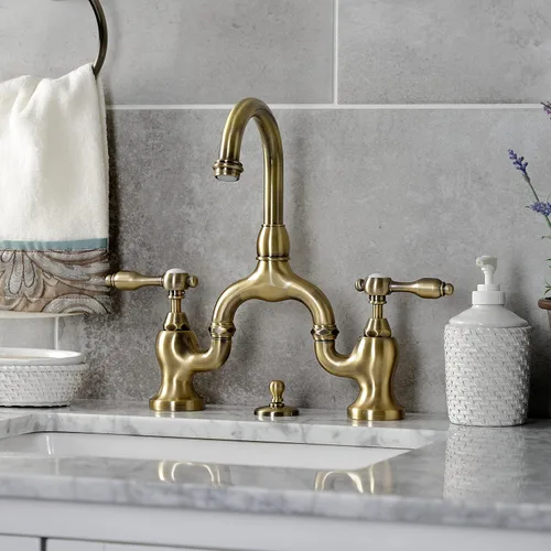 Vista 6 de Kingston Brass KS7993TAL Tudor Bridge grifo de baño emergente, latón antiguo