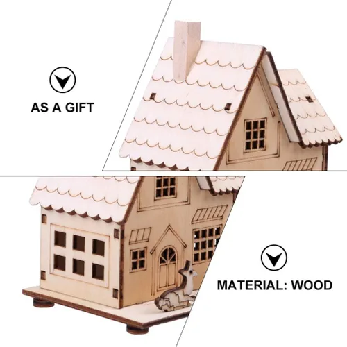 Vista 7 de NUOBESTY Glow Cabin - Decoración navideña de madera para decoración de casa