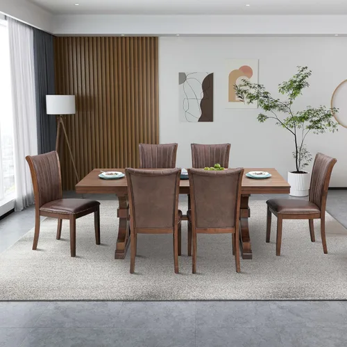 Vista 8 de Dining Chairs Set of 2, Modern Fabric Upholstered Kitchen Side Chairs with Open Back, Mid Century Farmhouse Wooden Chairs for Dining Room Table &