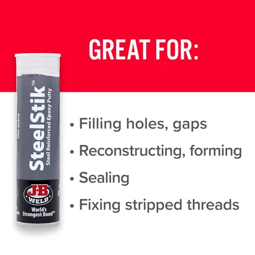 Vista 3 de Masilla epóxica reforzada con acero de 2 onzas, de la marca J-B Weld SteelStik 8267