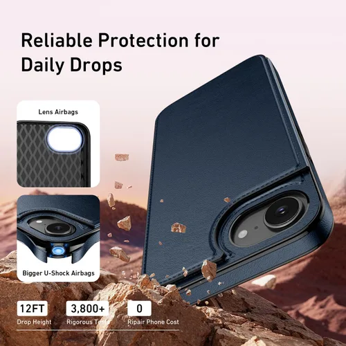 Vista 923 de LETO para iPhone 15 Pro Funda tipo cartera - Tapa tipo folio con patada - Diseños de moda - Tarjetero - Funda protectora para mujeres y niñas - 6.1