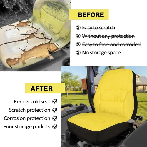 Vista 8 de Funda de Asiento Grande Acolchada con Respaldo de Asiento de Hasta 18'' de Alto Compatible con John Deere LP95233 para Tractor Utilitario Compacto