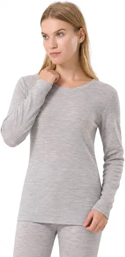 Vista 16 de 100% lana merino capa base mujer suave térmica manga larga camisa diaria Crema natural