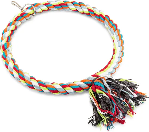 Vista 3 de Percha de algodón grande con forma de cuerda para pájaros, fabricada con materiales naturales, segura para trepar y masticar, ideal para loros