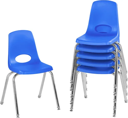 Vista 37 de Factory Direct Partners 10367-BL Silla escolar apilable de 16 pulgadas, asiento apilable para estudiantes con patas de acero cromado y rodamientos