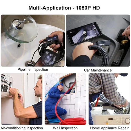 Vista 6 de NIDAGE Endoscopio inalámbrico para inspección automotriz, semirrígido, flexible, impermeable, 0.217 in, cámara de boroscopio WiFi compatible