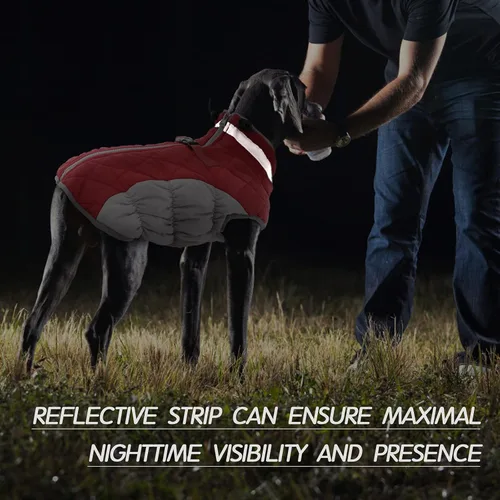 Vista 5 de FUAMEY Chaleco acolchado para perro abrigo reflectante de invierno para perro chaqueta de invierno cálida resistente al viento ropa cómoda