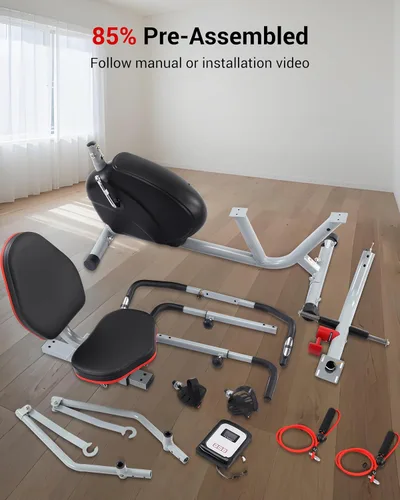 Vista 8 de ECHANFIT Recumbent Exercise Bike with Arm Exerciser for Home - Elliptical Recumbent Cross Trainer with Backlit Display, Pulse Sensor, 8-Level