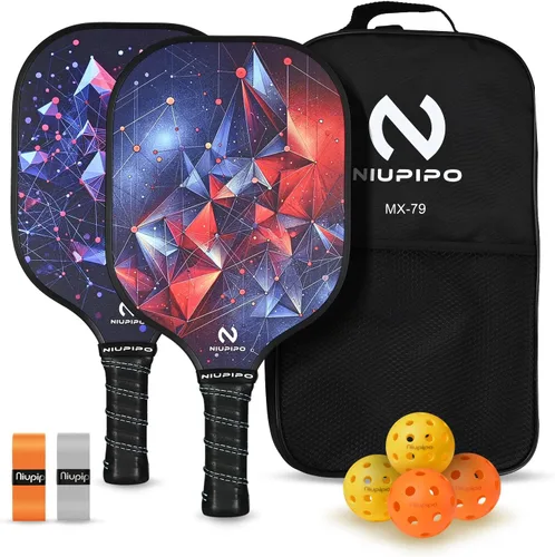 Vista 15 de niupipo Pickleball Paddles Set of 2 or 4, USAPA Approved Fiberglass Pickleball Paddle Set with Balls and Bag, Polypropylene Honeycomb Core