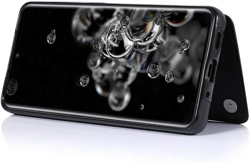 Vista 7 de Funda de teléfono para Samsung Galaxy S20 Ultra Glaxay S20ultra 5G con protector de pantalla de vidrio templado, tarjetero con soporte para Negro