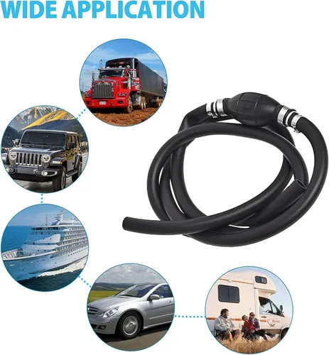 Vista 7 de Línea de combustible para barcos de 3/8 pulgadas 6 pies con bombilla de cebador, conjunto de línea de combustible trenzada de nailon 3/8" 10mm