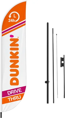 Vista 46 de DreamController - Bandera de plumas de alteraciones (11.5 pies x 2.5 pies) por DreamController para negocios al aire libre con poste adicional