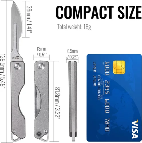 Vista 5 de KeyUnity Paquete de cuchillos plegables de titanio KK01 y grillete de llave de anillo D de titanio KA17