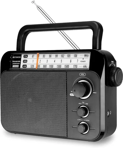 Vista 11 de Retekess TR604 Radio AM FM Portátil de Transistor Analógico con Jack de Auriculares de 3.5mm, Funciona con Pilas o Alimentación CA (Plata, AM FM)