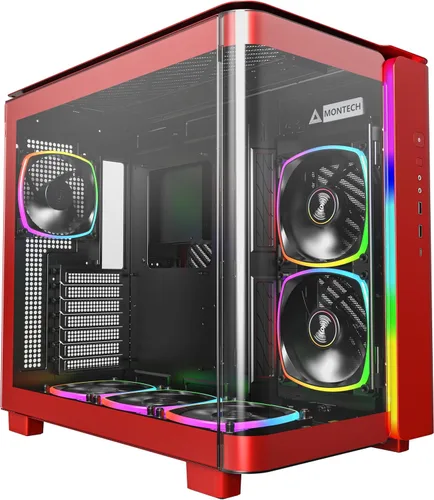 Vista 9 de Chasis para PC gamer Montech King 95 PRO de torre media ATX de doble cámara, alto flujo de aire, paneles sin herramientas, frente curva de vidrio