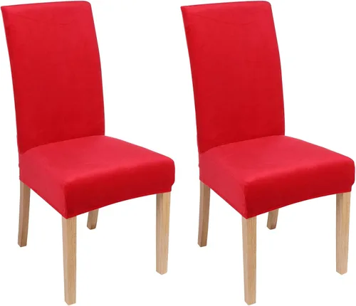 Vista 22 de smiry - Fundas para sillas de comedor de terciopelo elástico y suave, extraíbles, Terciopelo, Beige