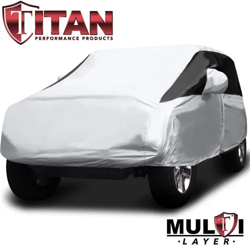 Vista 3 de Titan Premium - Funda de coche PEVA multicapa para sedanes compactos de 176 a 185 pulgadas. Impermeable, protección UV, forro protector Golden Night