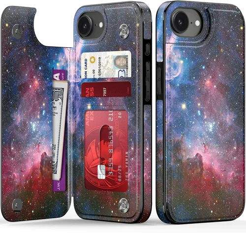 Vista 1252 de LETO para iPhone 15 Pro Funda tipo cartera - Tapa tipo folio con patada - Diseños de moda - Tarjetero - Funda protectora para mujeres y niñas - 6.1