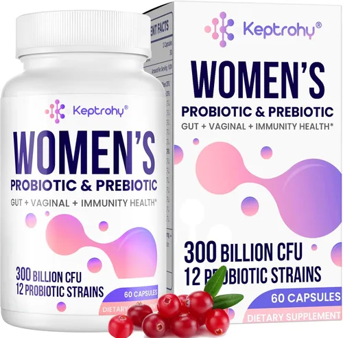 Probióticos vaginales para mujeres – 300 mil millones de UFC, 12 cepas probióticos con prebióticos, extracto de arándano orgánico, probiótico diario