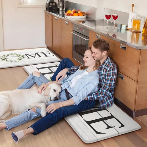 Vista 8 de KIMODE Tapete de Cocina Estilo Granja 2PCS Alfombras de Cocina Anti Fatiga Antideslizantes Impermeables Tapete de Piso de Cocina Acolchado Cómodo