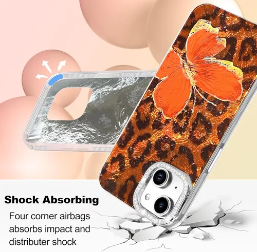 Vista 544 de I-MGAE-IN-AR - Funda diseñada para iPhone 12 y 12 Pro, diseño de mariposa plateada brillante, funda protectora de poliuretano termoplástico, suave