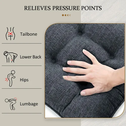 Vista 5 de LOVTEX Paquete de 4 cojines para sillas de comedor, almohadillas antideslizantes de espuma viscoelástica con lazos, cojines para sillas de cocina