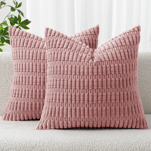 Vista 61 de MIULEE - Juego de 2 fundas decorativas para cojines, de pana suave y con moderno estilo campestre bohemio a rayas, decoración de primavera