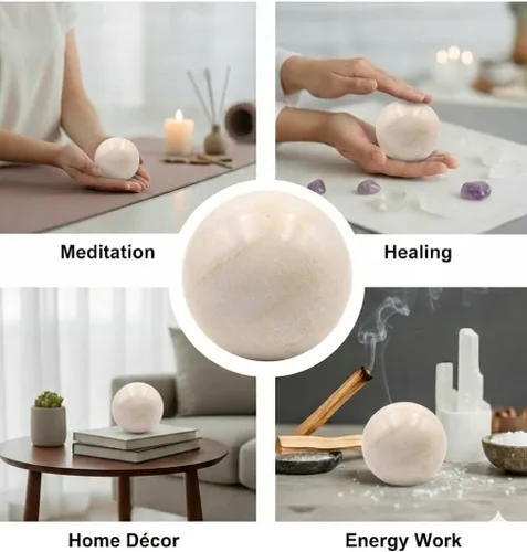 Vista 4 de Jet Moonstone - Esfera de bola de 1.772-1.969 in, tallada a mano, cristal tallado a mano, curación, enfoque devocional, limpieza de chakras